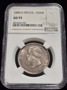 1880/6 Brazil 1000 Reis NGC AU55 (Z-0532) - Picture 1 of 3