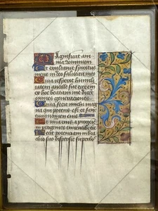 c. 1500 MEDIEVAL BOOK OF HOURS LEAF - Double Sided W/ Certificate O Authenticity - Picture 1 of 3