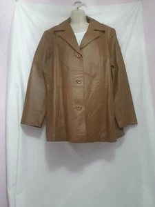 Leather Elements Lined Washable Leather Blazer Jacket, Tan, Size XL - A109. - Picture 1 of 6