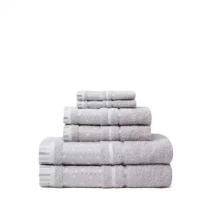 Balio 6-Piece 100% Turkish Cotton Bath Towel Set in Silver - Picture 1 of 12