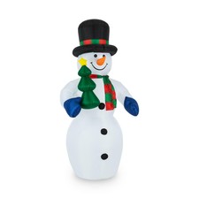 Gonfiabile Natale Pupazzo Neve Auto Decorazioni Addobbi Natalizi Luci Led 2,40M