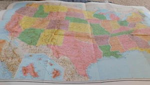 25-485 Lithographed United States Map Rand McNally Modified Conic 1956 52 By 34 - Picture 1 of 8