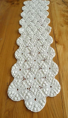 Chemin de Table coton blanc epais ( 87 x 21 cms ) - Photo 1/3