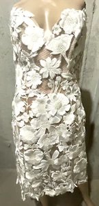 Oscar de la Renta 2022 Spring Bridal Embroidered Floral Cocktail Dress US 12 - Picture 1 of 7