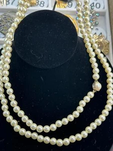 Necklace Pearls Long HONGKONG Vintage Gold M-5119 - Picture 1 of 3