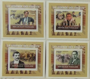 Chess Lasker Fisher Kasparov SET 4 SHEETS DELUXE Togo 2010 Mi.3629-32 #TG10305d - Picture 1 of 1