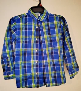 Old Navy Boys Long Sleeve Button Up Shirt Size M 8 Blue Plaid - Picture 1 of 2