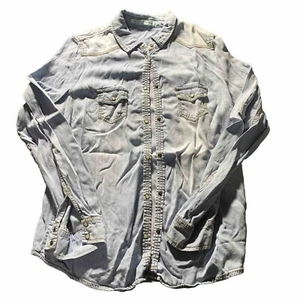 Maurices Shirt Womens MED Blue Lt Denim Pearl Snap Button Lightweight Chambray - Picture 1 of 10
