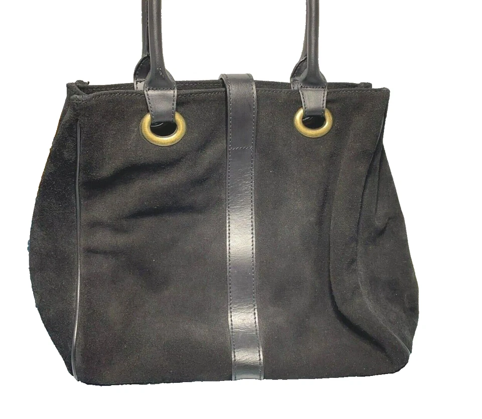 Bolso de Mano Mujer Bath and Body Works Cuero Genuino Negro, Herrajes Dorados Foto 1 de 4