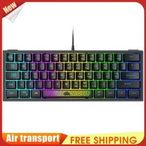 K61 RGB Wired Keyboard 60 Percent 62 Keys Ergonomic Gaming Keyboard (Black) - Picture 1 of 8