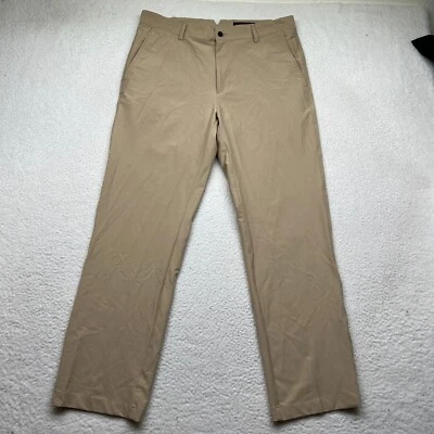 Calça de golfe Dunning masculina tamanho 33X30 cáqui bronzeado elástica frente plana elástica golfista - Imagem 1 de 4