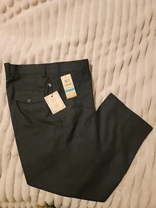 NWT HAGGAR Classic Fit No Iron Navy Stretch Fit Flat Front Dress Pants 36x29 - Picture 1 of 6