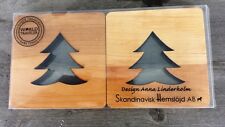 Set of Four Swedish Skandinavisk Hemslojd Wood Coasters – Xmas Tree - NEW