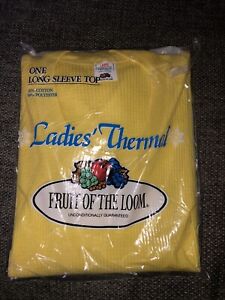 NEW Vintage Fruit of the Loom Women's Warm Feeling Long Sleeve Thermal Top Large