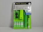 Foldmade Insta Office - 8 Piece Stationary Set, Neon green- Scissors, Stapler