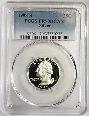 1998-S 25C GEORGE WASHINGTON PR70DCAM Silver Coin. - Image 1 of 3