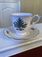 NIKKO HOLIDAY TABLEWARE HAPPY HOLIDAYS CUP & SAUCER CHRISTMAS TREE SHAPE SZ 8 OZ