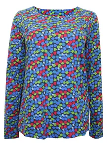'MISTRAL' - BLAUER KONFETTIDRUCK DARCY T-SHIRT - LANGÄRMELIGES TRIKOT TOP - 8 -18 GRÖSSEN - Bild 1 von 4
