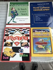 Lot of 4 Student Study Guides Reading Geography Cultures Shakespeare Phonics bks - Imagen 1 de 10
