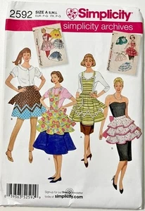 Delantales completos y medio estilo vintage simplicidad archivos patrón de costura 2592 S-M-L - Imagen 1 de 2
