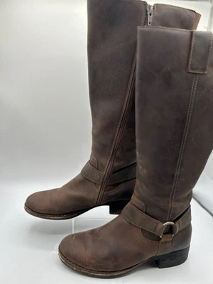 Clarks Tall Riding Boot Women Sz 6 Brown Leather Knee High Round Toe Side Zip - Image 1 of 4