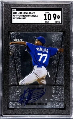 2011 Leaf Metal Draft Yordano Ventura #AU-YV1 Rare SGC 9 - Image 1 of 2