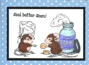 House Mouse 'feel better soon!' Handmade Adorable Notecard (1 Card) #35 - Bild 1 von 1