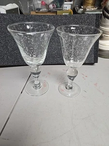Artland Iris Water Goblets Hand Blown Tall Bubbled Clear Drinking Glasses - Picture 1 of 10