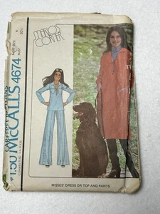 4674 Vintage McCalls Costura Patrón Misses Años 70 Vestido Top Pantalones Marlos Esquina - Imagen 1 de 5