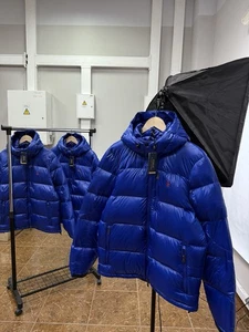 🇺🇸❗️NEW Ralph Lauren Hooded Down Puffer Glossy El Cap Jacket Size M Blue - Picture 1 of 19