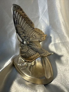 Fermalibro a farfalla in metallo tono argento vintage PM Craftsman USA - Foto 1 di 16