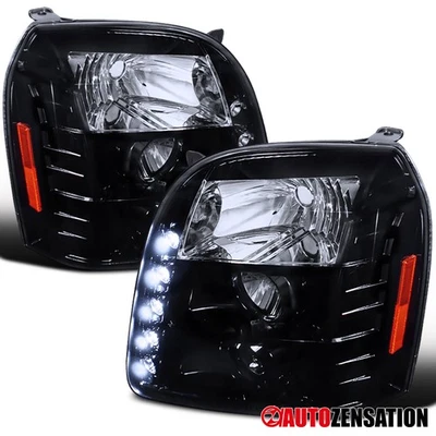 Fit 2007-2014 GMC Yukon XL 1500 2500 Black Smoke Projector Headlights Lamp w/LED - Image 1 of 4