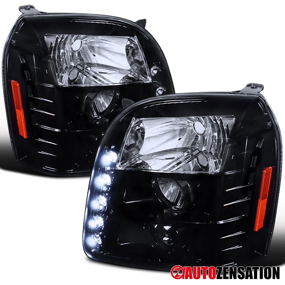 Fit 2007-2014 GMC Yukon XL 1500 2500 Black Smoke Projector Headlights Lamp w/LED - Image 1 of 4