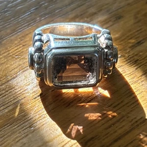 Anello Vintage Sterling CID (Clyde Duneier) Quarzo Fumè Taglia 7 - Foto 1 di 10