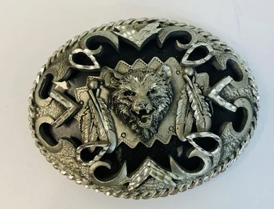 Legends Bear Feather SouthWest 1998 Belt Buckle Cutout Vintage Animal - Imagem 1 de 4