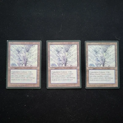 MTG 3x Glacial Chasm Ice Age Legacy Magic the Gathering x2 NM x1 LP - Image 1 of 2
