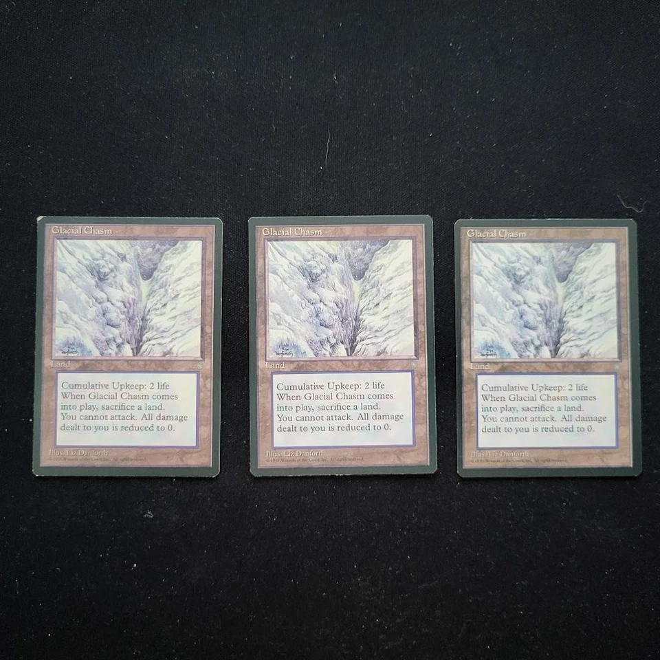 MTG 3x Glacial Chasm Ice Age Legacy Magic the Gathering x2 NM x1 LP - Image 1 of 2
