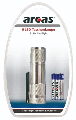 Linterna Arcas compacta 9 LED, 50lm, ligera, resistente al agua, pilas incluidas - Imagen 1 de 2