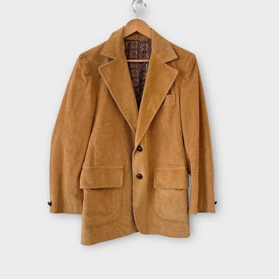 Vintage 70s Sears Corduroy Blazer Sport Coat Mens Small Tan Two Button Academia - Image 1 of 4