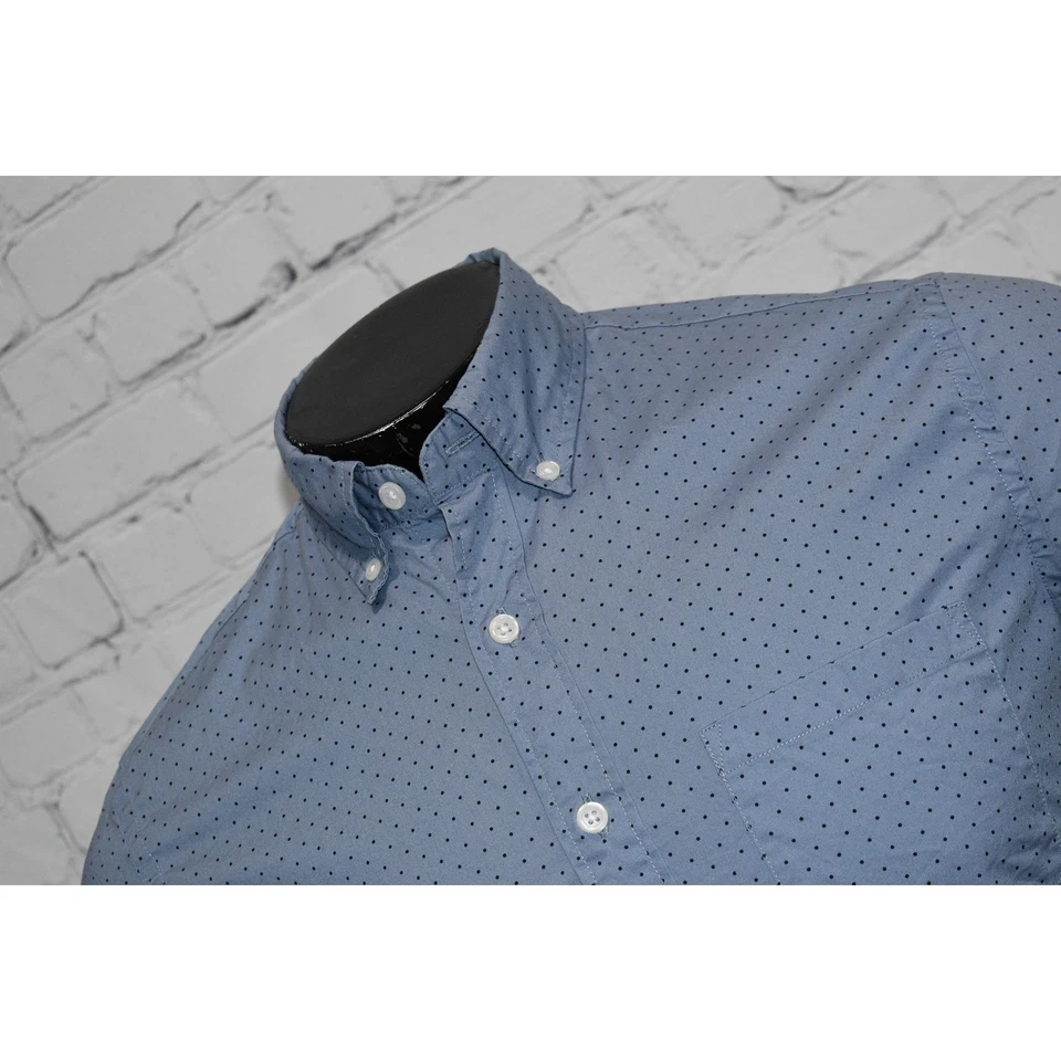 J Crew Dress Shirt Mens Size Small Flex Washed Untucked Slim Fit Blue Polka Dots - Image 1 of 4