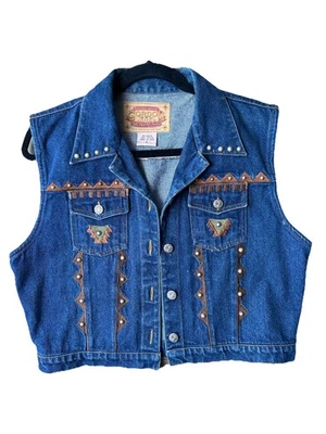 Винтажный джинсовый жилет Gordon & James Denim Company с украшениями большого размера - Изображение 1 из 4
