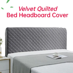 Stretch Velvet Bed Headboard Cover Thicken Quilted Bed Head Slipcover Dustproof - Picture 1 of 17