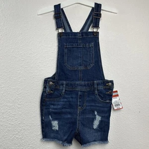 NWT Cat & Jack Girl’s Blue Jean Shortalls Shorts Overalls Size M 7/8 - Picture 1 of 7