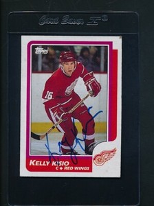 1986/87 Topps #116 Kelly Kisio Red Wings Signed Auto *C9249