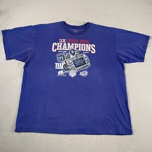 New York Giants Shirt Mens 2XL Blue Football NFL 3 Time Superbowl Champs Z1