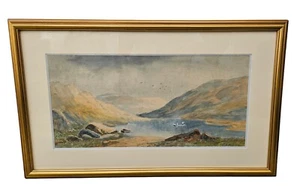 Vintage Original Framed Watercolour Painting Fishing Sailing Boat J. M. Barker - Picture 1 of 10