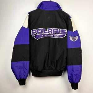 Vintage Polaris Snowmobile Jacket M Mens LE Club PRO 97 Bomber Purple Black Coat - Picture 1 of 24
