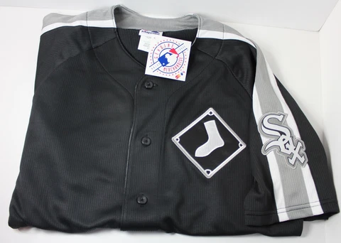 CHICAGO WHITE SOX Men's Large MLB Majestic Black Jersey w SOCK & SOX Patch NWT Cover