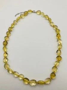 925 sterling silver 10mm-12mm natural citrine beaded Necklace - Picture 1 of 8