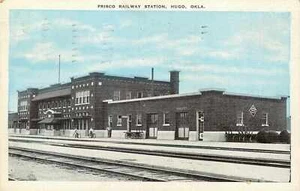 Postcard Frisco Railway Station Hugo Oklahoma 1940 - Picture 1 of 2